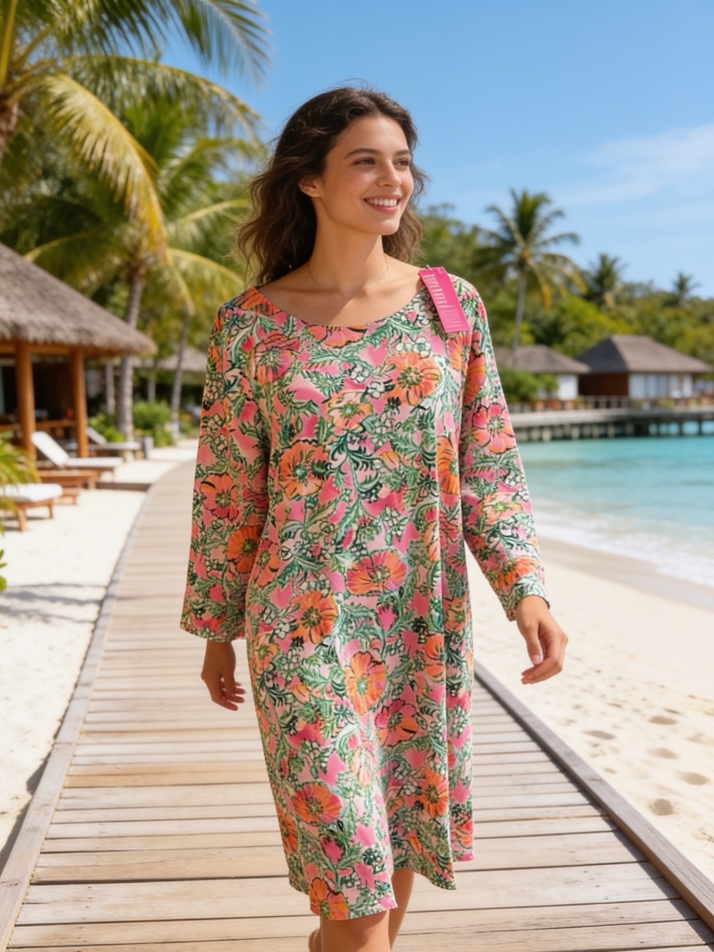 New Lily Pulitzer Luxetic Solia ChillyLilly UPF 50 Dress Perfect Poppy Pink XL